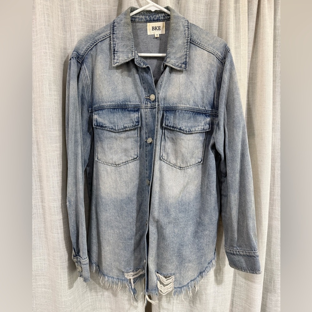 BKE Light Blue Distressed Jean Jacket
